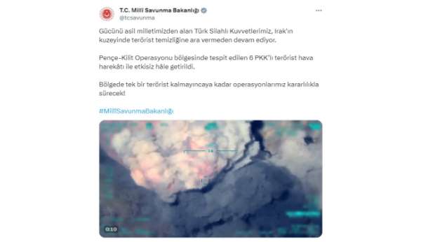 MSB: 'Pençe-Kilit Operasyonu bölgesinde 6 PKK'lı terörist etkisiz hale getirildi'