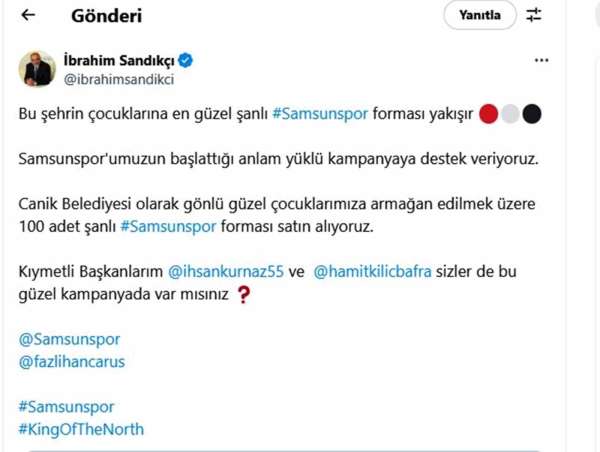 Samsun'da, belediye başkanlarından forma kampanyasına büyük destek