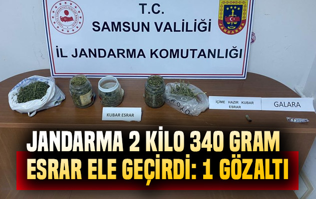 Jandarma 2 kilo 340 gram esrar ele geçirdi: 1 gözaltı