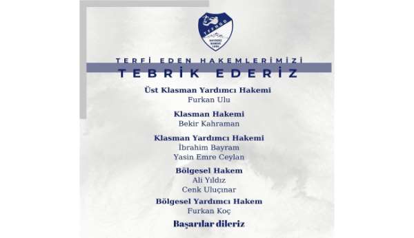 Kayseri Bölgesi'nden 7 futbol hakemi terfi etti