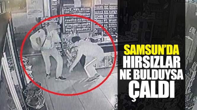 Samsun'da Markete Giren Hırsızlar Ne Bulduysa Çaldı!