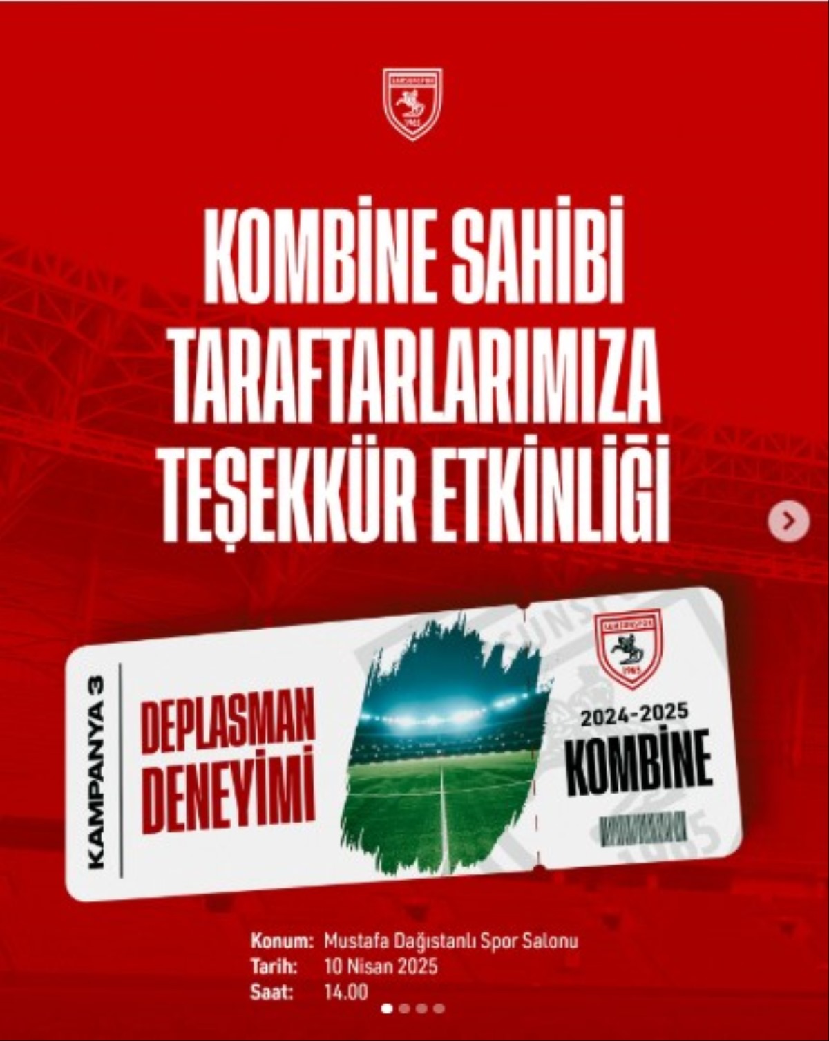 Samsunspor'dan kombine sahibi taraftarlar için özel etkinlik