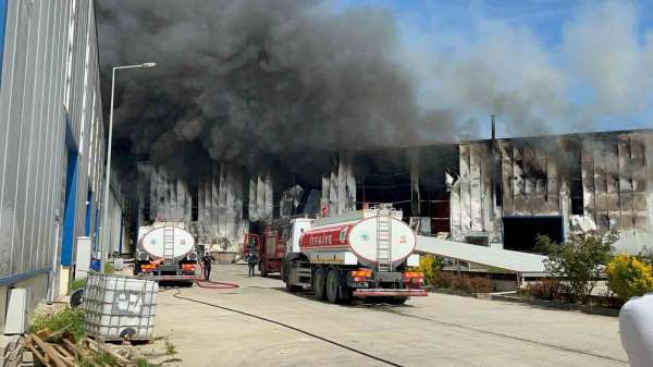 Tekirdağ'da fabrika yangınında patlama sesleri