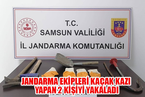 Jandarma ekipleri kaçak kazı yapan 2 kişiyi yakaladı