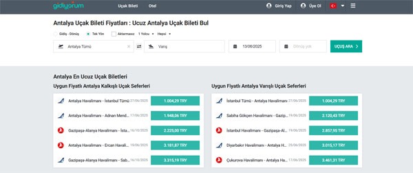Antalya Uçak Bileti Alarak Gidiyorum.com ile Tatilini Başlat