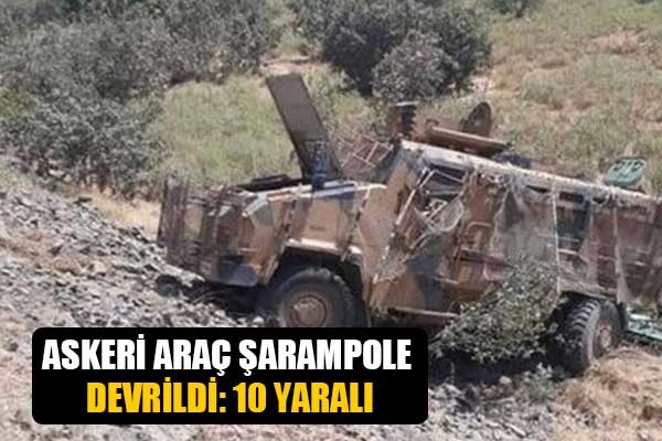 Askeri araç şarampole devrildi: 10 yaralı