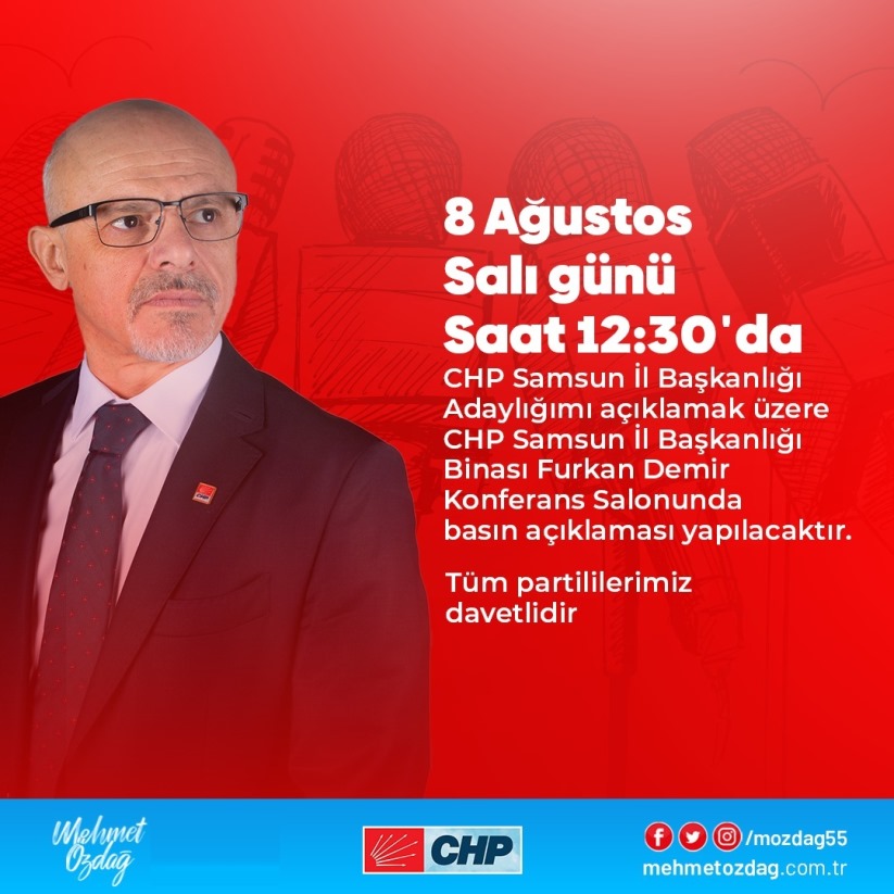 Mehmet Özdağ, CHP Samsun İl Başkanlığına aday olduğunu duyurdu
