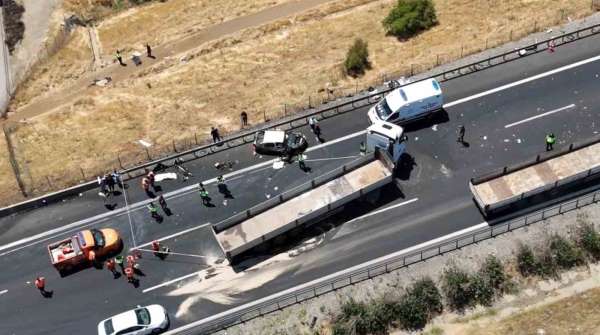 Gaziantep'te 2 kişinin öldüğü zincirleme kaza bölgesi dron ile görüntülendi