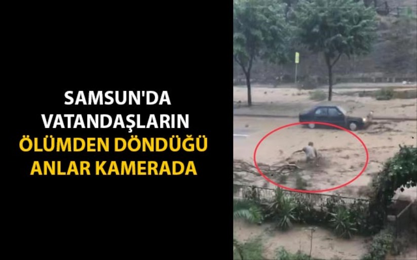 Samsun'da vatandaşların ölümden döndüğü anlar kamerada