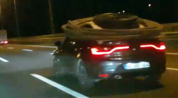 Otoyolda kazaya davetiye çıkartan görüntüler 