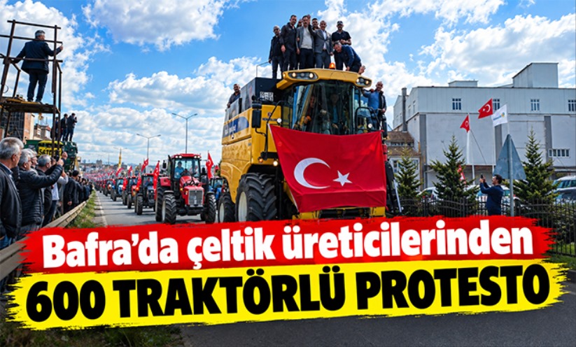 Bafra'da çeltik üreticilerinden 600 traktörlü konvoy