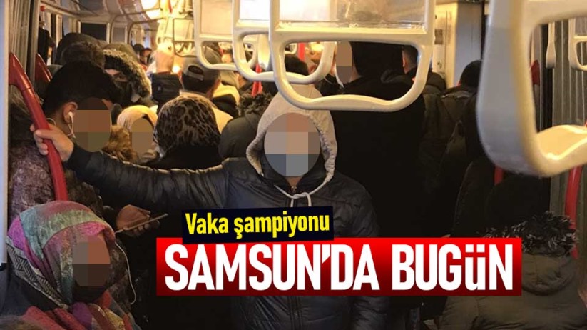 Samsun'da tramvay tıka basa doldu