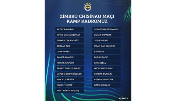 Fenerbahçe'nin Zimbru maçı kamp kadrosu açıklandı