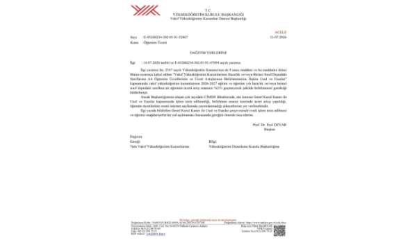 YÖK'ten öğrenim ücreti artışına ilişkin vakıf üniversitelerine uyarı yazısı