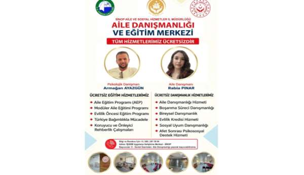Sinop'ta ailelere ücretsiz danışmanlık hizmeti