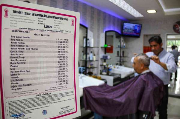 Antalya'da saç sakal kesimi, 'lüks' tarifedeki berberlerde bin 100 lira