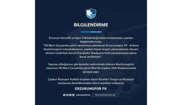 Depremden etkilenen stadyumda Ankara Keçiörengücü maçı oynanmayacak