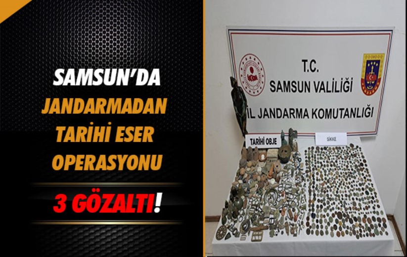 Samsun'da Jandarmadan tarihi eser operasyonu: 3 gözaltı