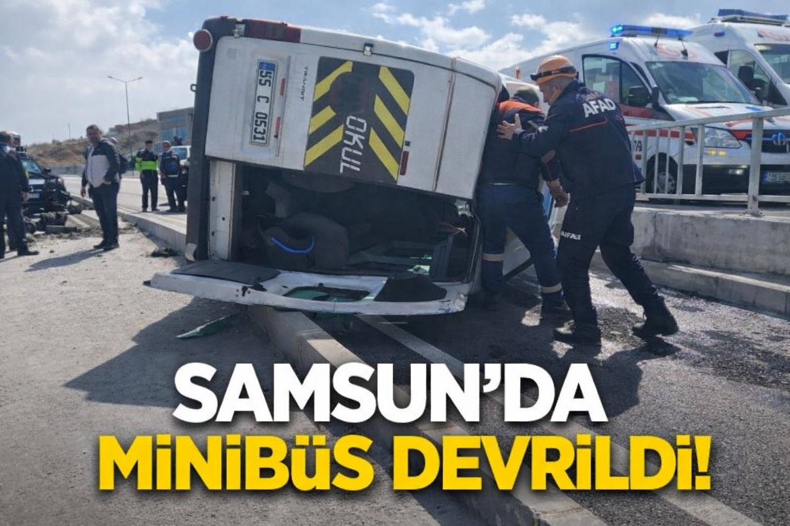 Samsun'da minibüs devrildi: 1 yaralı