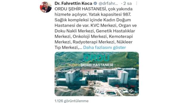 Bakan Koca'dan Ordu Şehir Hastanesi açıklaması