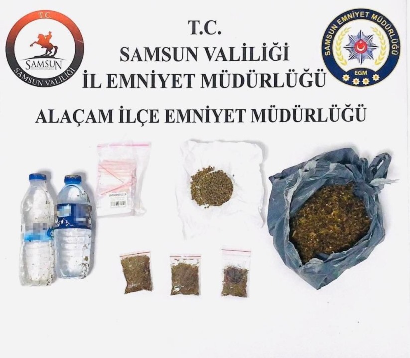 Samsun'da şişe içinde sıvı bonzai ile yakalandı
