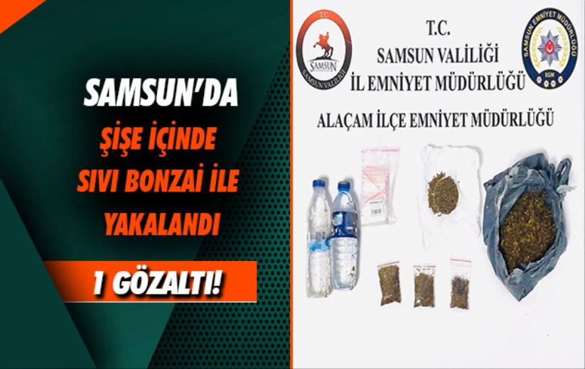 Samsun'da şişe içinde sıvı bonzai ile yakalandı