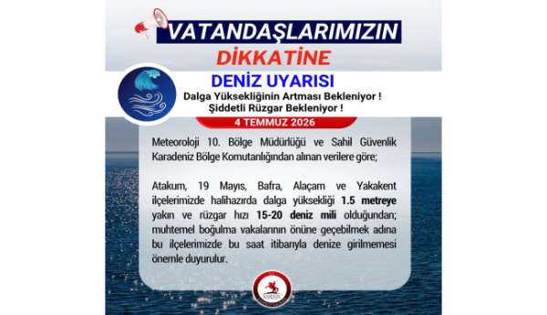 Samsun Valiliği'nden 'denize girilmemesi' uyarısı