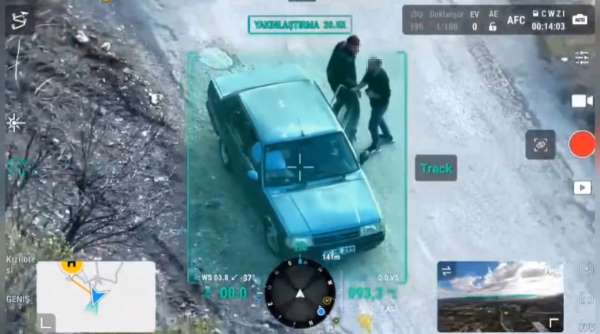 Tokat'ta jandarma denetiminde ilginç anlar: Koltuk değişimi dron kamerasına yansıdı