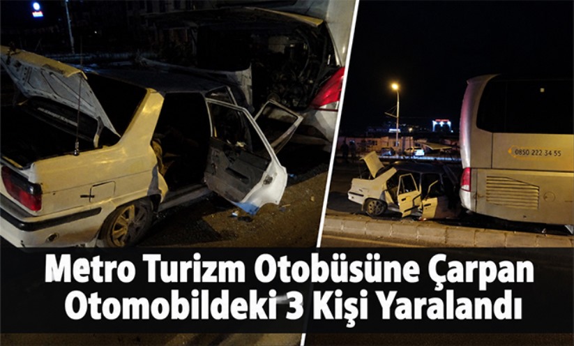 Malatya'da otobüse çarpıp altına giren otomobildeki 3 kişi yaralandı