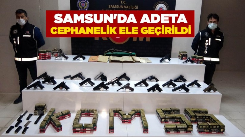 Samsun'da adeta cephanelik ele geçirildi