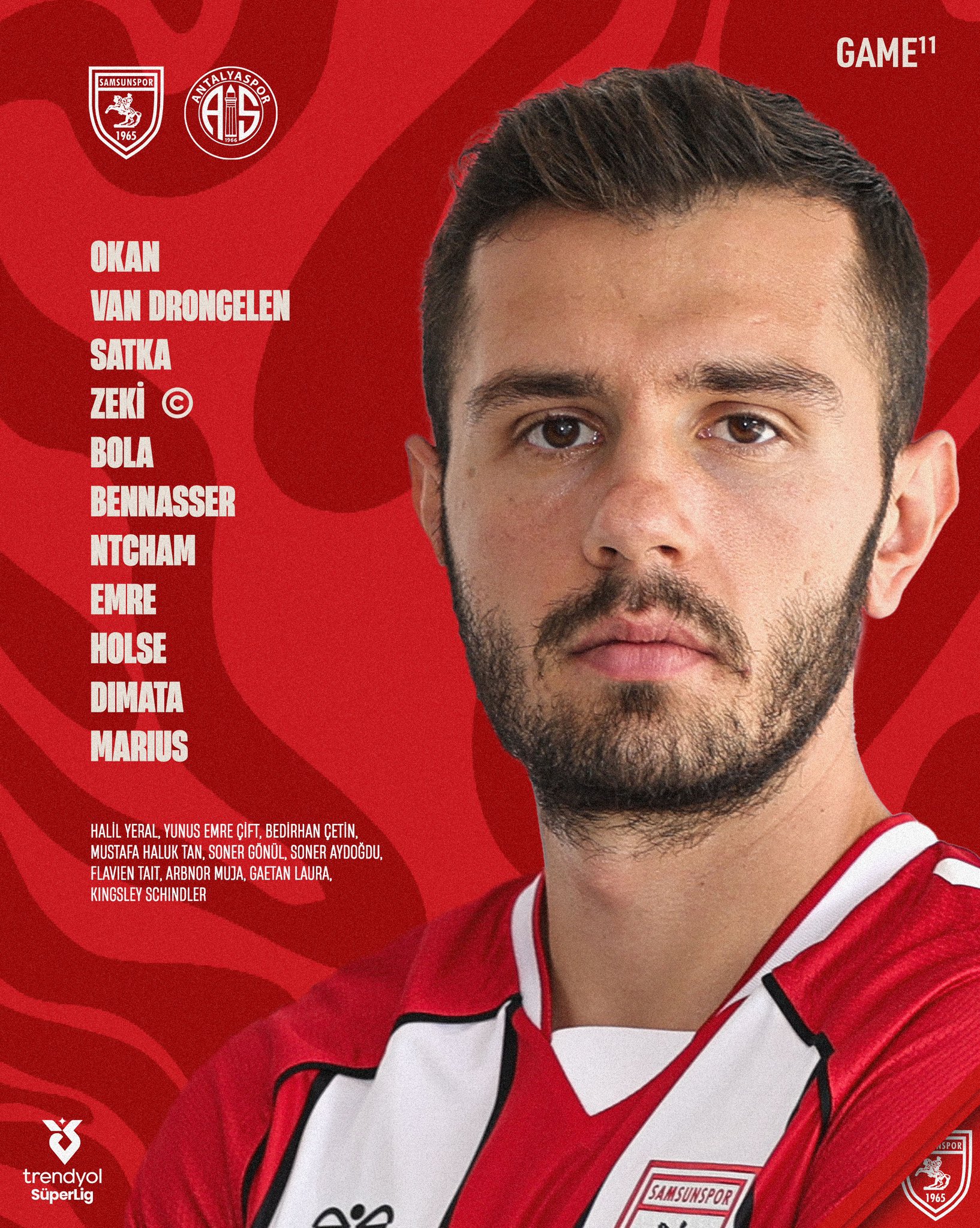 Samsunspor'un Antalyaspor karşısındaki ilk 11'i