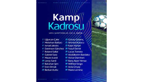 Galatasaray'ın, Ajax maçı kamp kadrosu belli oldu
