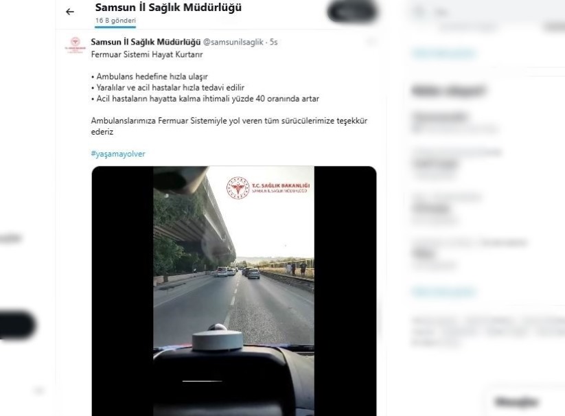 Samsun'da sürücüler, 'fermuar sistemi' ile ambulansa yol verdi