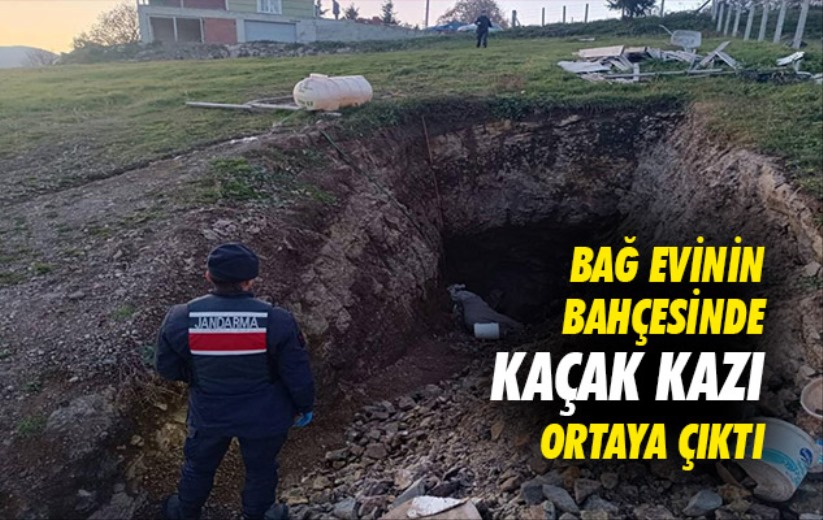 Samsun'da bağ evinin bahçesinde kaçak kazı ortaya çıktı