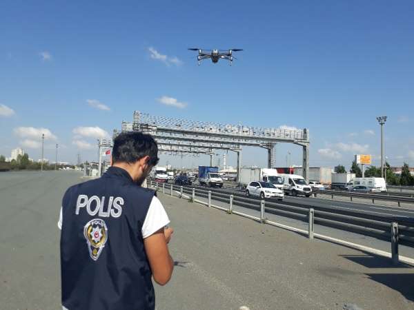 Mahmutbey gişelerde drone'lu trafik denetimi 