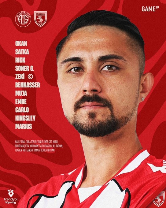 Antalyaspor - Samsunspor karşılaşmasının ilk 11'i açıklandı