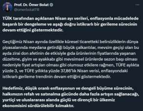 Ticaret Bakanı Bolat: 'Nisan verileri, enflasyondaki gerileme trendinin devam ettiğini göstermektedir'