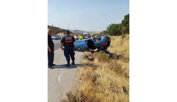 Balıkesir'de otomobil kaza sonrası ters döndü; 1 yaralı