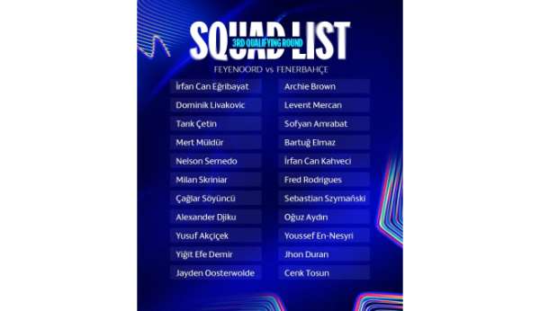 Fenerbahçe'nin Feyenoord maçı kamp kadrosu belli oldu