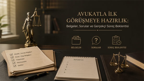 Avukatla ilk görüşmeye hazırlık: belgeler, sorular ve gerçekçi süreç beklentisi