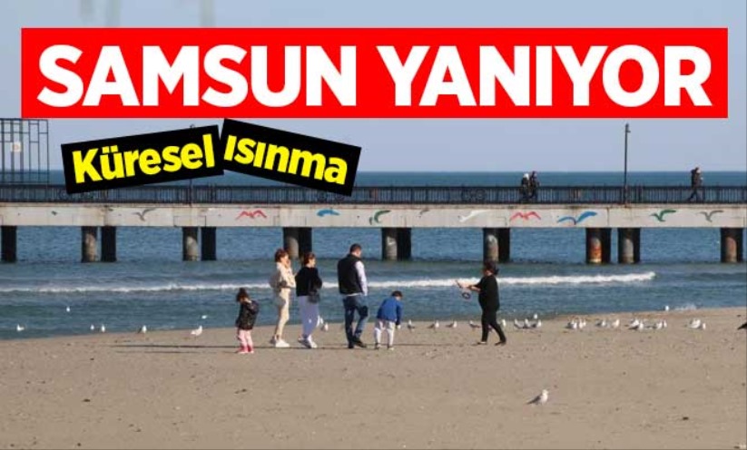 Samsun'da sıcaklık 20 dereceyi görünce sahiller şenlendi