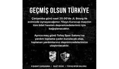 Frutti Extra Bursaspor, maç hasılatını depremzedelere bağışlayacak