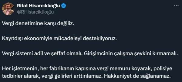TOBB Başkanı Hisarcıklıoğlu: 'Vergi sistemi adil ve şeffaf olmalı'