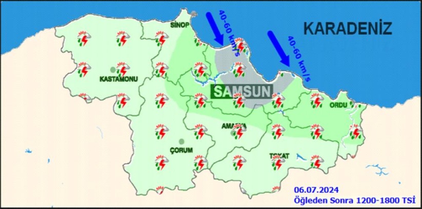 Orta Karadeniz'e su baskını, sel, heyelan ve yıldırım uyarısı