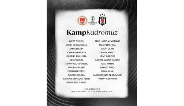 Beşiktaş'ın, St. Patrick's maçı kamp kadrosu belli oldu