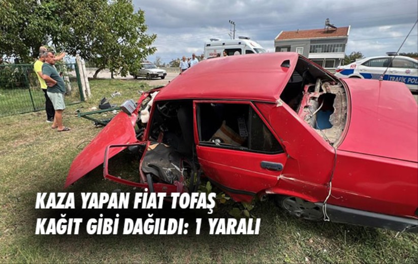 Kaza yapan Fiat Tofaş kağıt gibi dağıldı: 1 yaralı