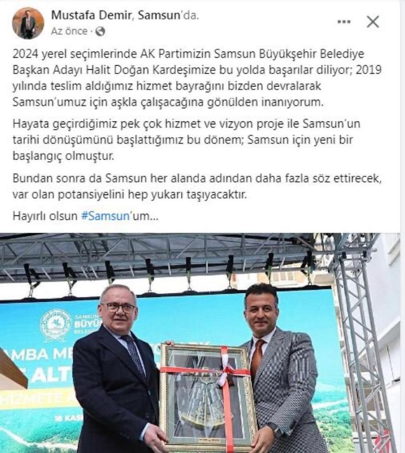 Mustafa Demir'den Halit Doğan'a Kutlama!