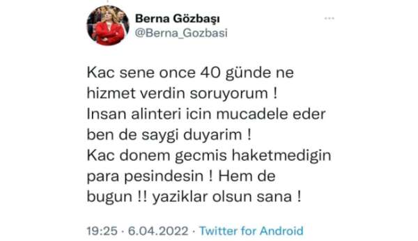 Berna Gözbaşı'dan kulübe icra gönderen eski futbolcuya tepki