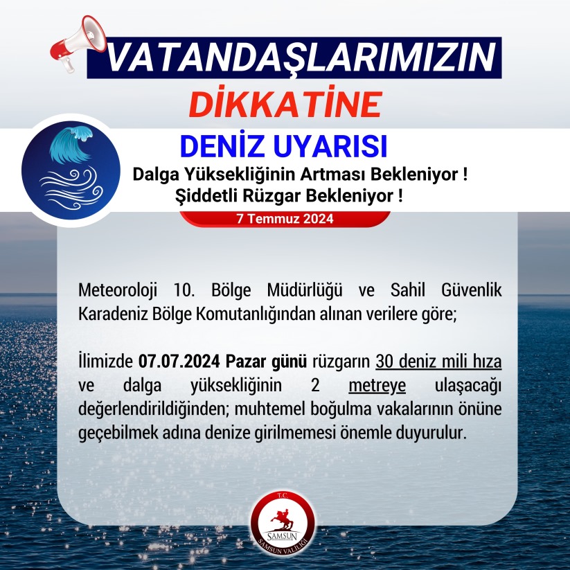 Dalga yüksekliğinin 2 metreyi bulduğu Samsun'da 'denize girmeyin' uyarısı
