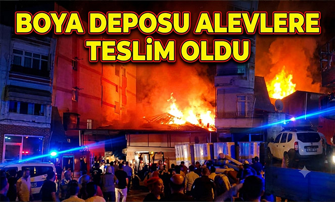Boya deposu alevlere teslim oldu